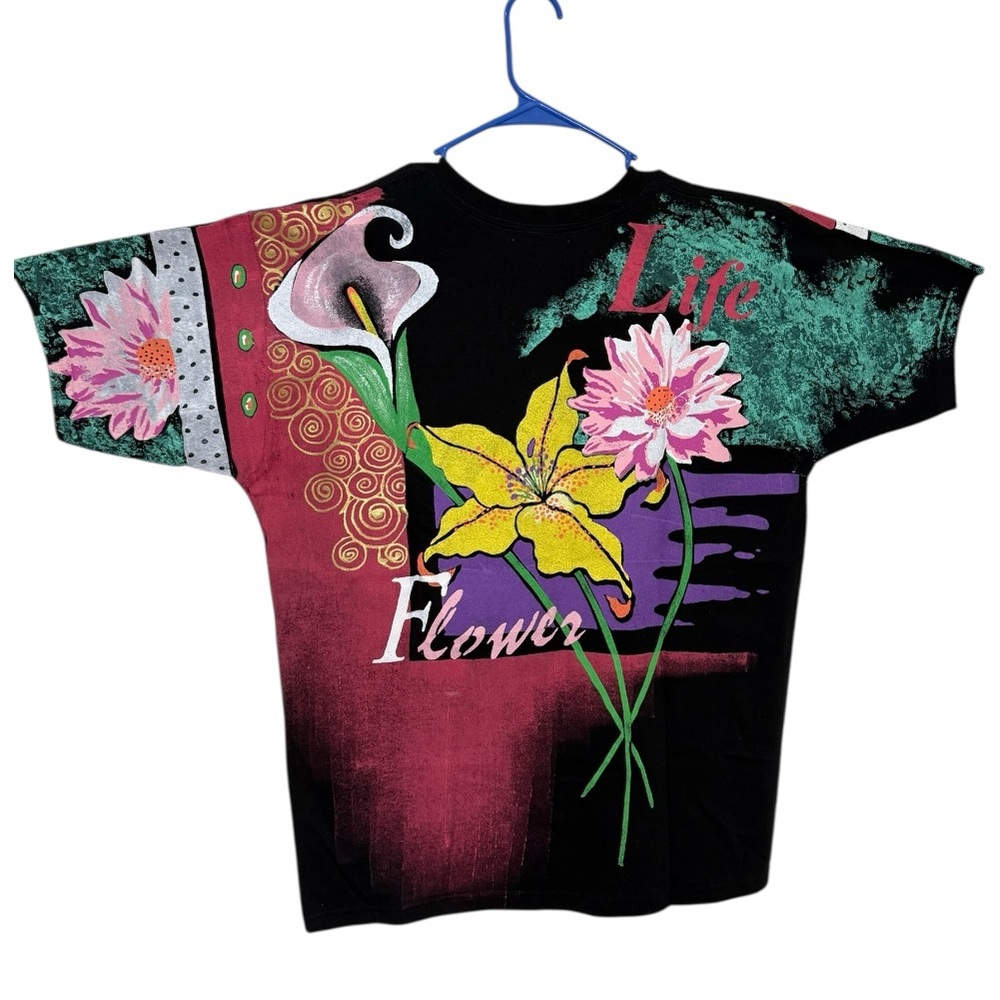 Vintage Kolorway Floral Graphic Tee Women’s Medium Life Flower 90s Art Shirt USA - Picture 3 of 5